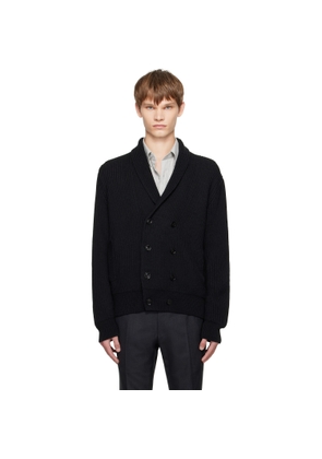 TOM FORD Black Wool Silk Shawl Collar Cardigan