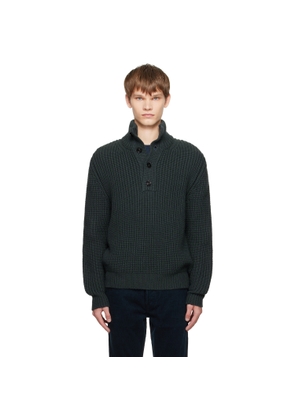 TOM FORD Gray Cashmere Wool Half Button Sweater