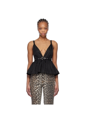 GANNI Black Duchesse Nylon Strap Top