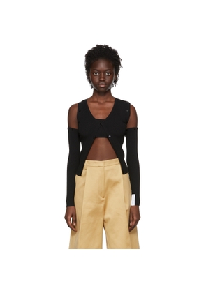 Rokh Black Viscose Cardigan & Tank Top Set