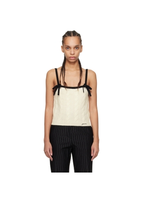 GANNI Off-White & Black Cashmere Mix Strap Tank Top
