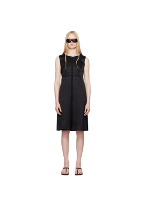 MM6 Maison Margiela Black Satin Stretch Midi Dress