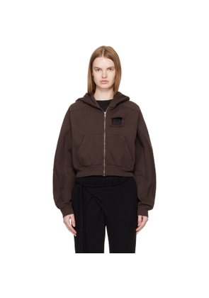 Ottolinger Brown Distressed Multiline Zip Hoodie