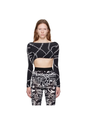 Versace Jeans Couture Black Printed Bodysuit