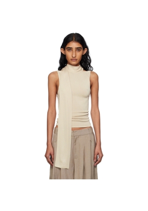 St. Agni Beige Knit Scarf Top