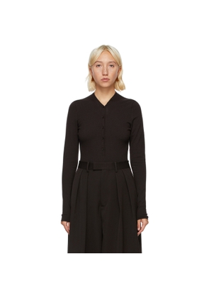 Bottega Veneta Brown Cashmere V-Neck Bodysuit