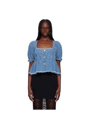 GANNI Blue Fluffy Denim Blouse