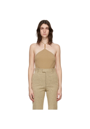 Bottega Veneta Beige Cashmere Halter Bodysuit