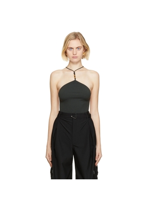 Bottega Veneta Khaki Cashmere Twist Halter Bodysuit