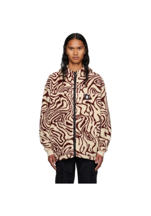 Marcelo Burlon County of Milan Beige & Burgundy AOP Fluid Jacket
