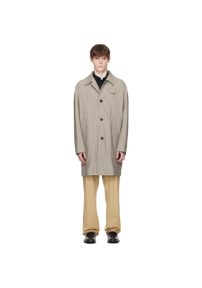 BOSS Brown Classic-Fit Check Pattern Coat