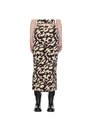Nanushka Brown & Off-White Jenny Midi Skirt