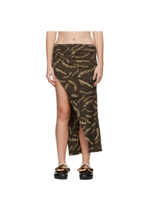 Nanushka Brown Taina Midi Skirt