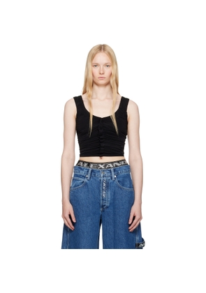 Alexander Wang Black Sheer Ruched Tank Top