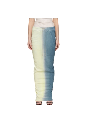 Rick Owens DRKSHDW Blue & Off-White Pull On Pillar Maxi Skirt