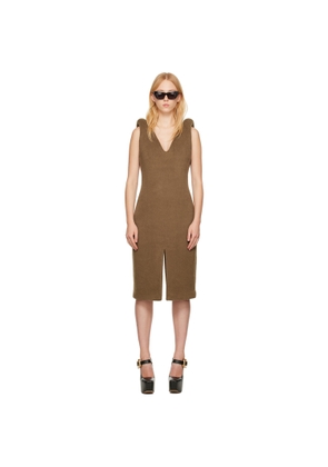 Bottega Veneta Brown V-Neck Midi Dress