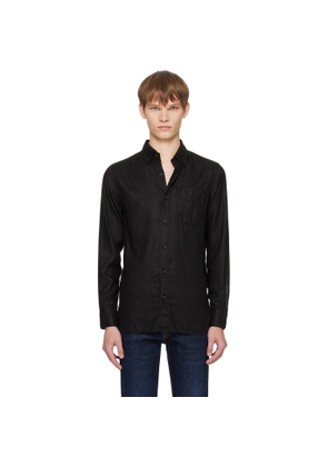 TOM FORD Black Gabardine Slim Fit Shirt