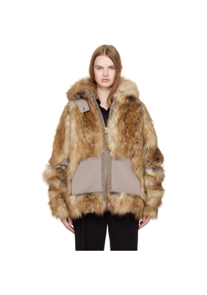 Ottolinger Tan Oversized Furry Multiline Jacket