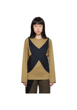 STRONGTHE Beige & Black Baby Long Sleeve T-Shirt