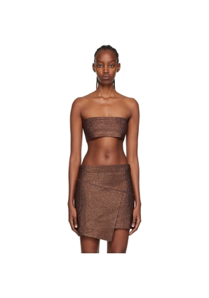 ANDREĀDAMO Brown Crystal-Cut Tank Top