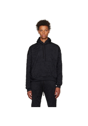 John Elliott Black Crinkled Hoodie