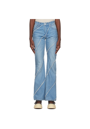 PERVERZE SSENSE Exclusive Blue Nano Mist Denim-Bias Line Jeans