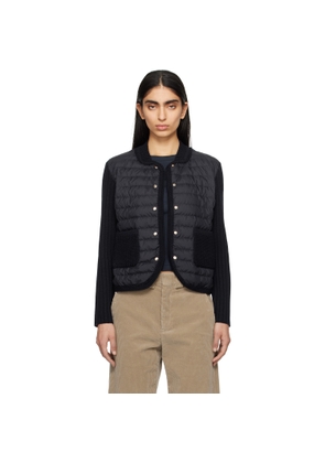 Moncler Navy Padded Wool Down Cardigan