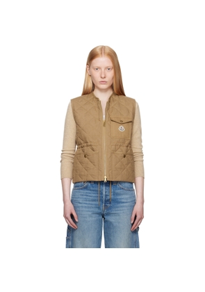 Moncler Tan Vigny Diamond-Quilted Padded Linen Vest