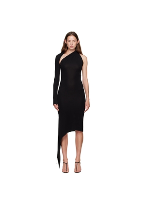Courrèges Black One Shoulder Crepe Jersey Midi Dress