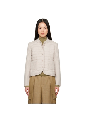 Moncler Beige Padded Wool Down Cardigan