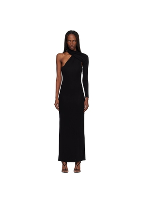 Courrèges Black Wrapped Jersey Maxi Dress