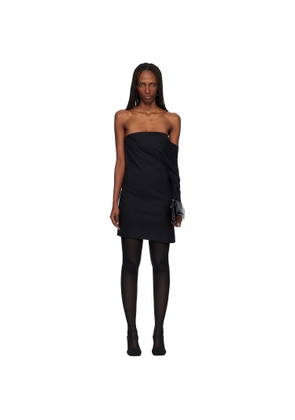 Courrèges Black Draped Polywool Bustier Minidress