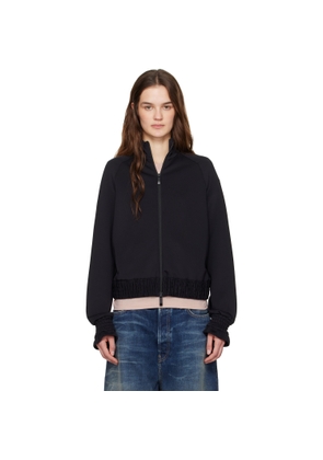 Moncler Black Neoprene Zip-Up Jacket