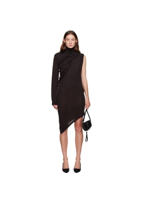 Courrèges Brown Off-Shoulder Wool Minidress