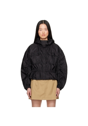 Moncler Black Curton Hooded Peplum Jacket