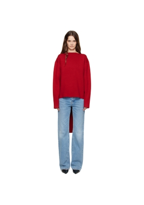 St. Agni Red Milano Knit Scarf Sweater