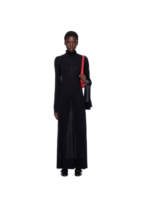 TOTEME Black Slit Sleeve Knit Maxi Dress