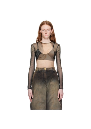 BALMAIN Black Printed Long Sleeve T-Shirt