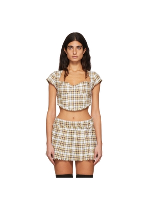 GUIZIO White Plaid Corset Top