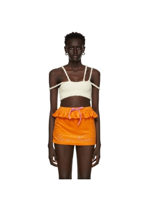 GUIZIO Off-White Bouclé Strap Tank Top