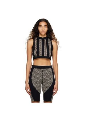 BALMAIN Black Crinkled Tank Top