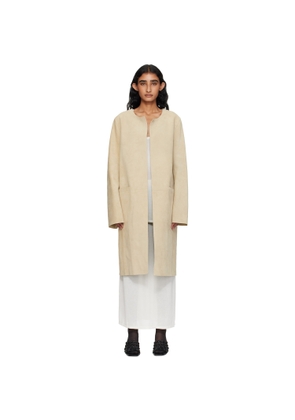 TOTEME Beige Collarless Suede Coat