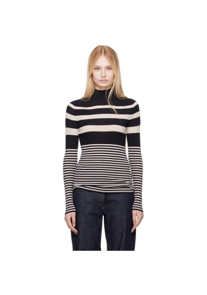 Moncler White & Blue Striped Wool Turtleneck