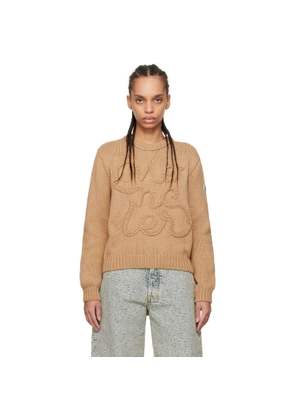 Moncler Beige Embroidered Logo Cotton Sweater
