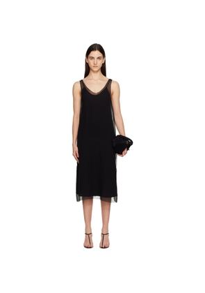 TOTEME Black Chiffon Slip Midi Dress