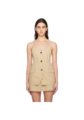 Pushbutton Beige Button Camisole