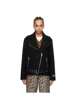 GANNI Black Textured Boucle Wool Jacket