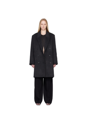 TOTEME Gray Double-Breasted Cashmere Coat