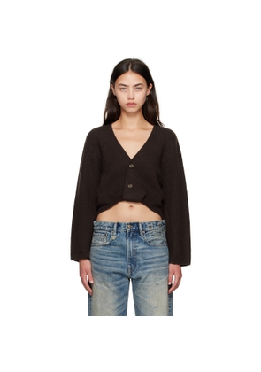 R13 Brown Twisted Front Ribbed Cardigan