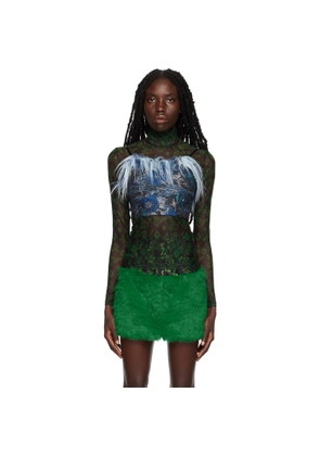 SHUTING QIU Blue Jacquard Camisole